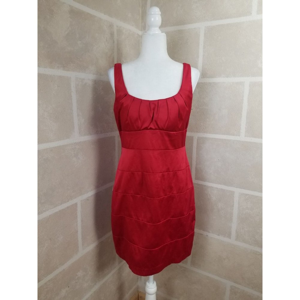 Bisou Bisou Red Satin Cocktail Mini Dress Size 10